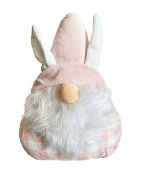 Pink Gingham Bunny Gnome Plush - Easter Spring Home Decor